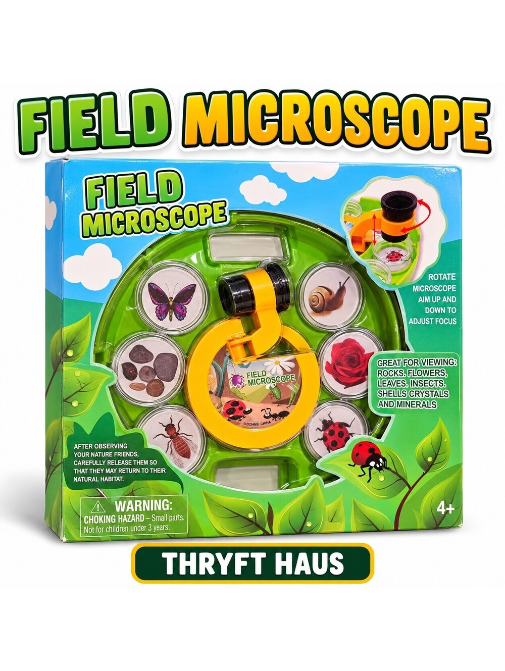 Thryft Haus Field Microscope for Kids - Educational Nature Exploration Toy